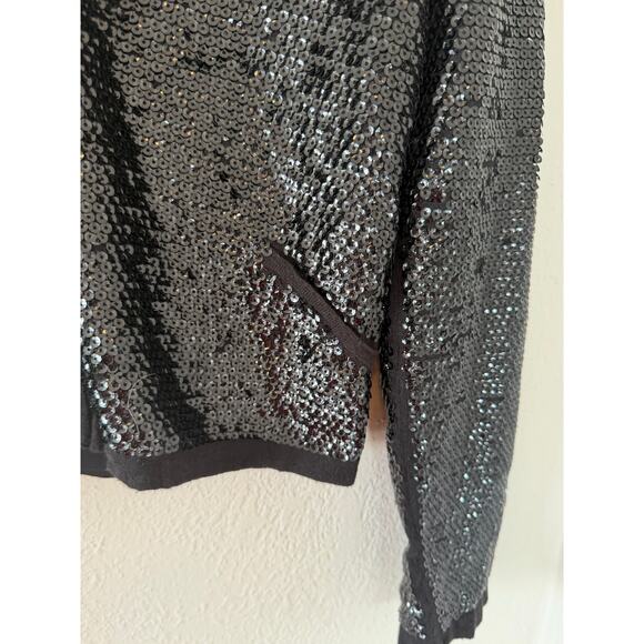 Women's OLIVACEOUS Black Sequins Zipper Jacket Coat Size Med - Picture 5 of 9